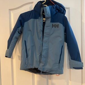 Helly Hansen Kids' Two-Tone Blue Hooded Rain Jacket